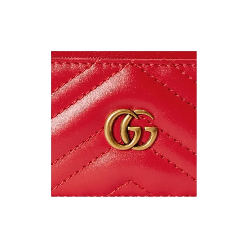 GUCCI GG Marmont Leather Card Holder Women's Red-4