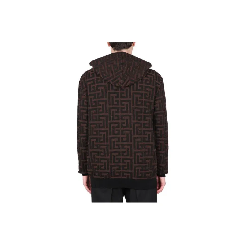 BALMAIN Maxi Monogram Drawstring Hoodie-1