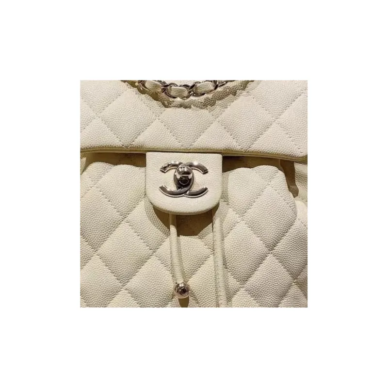 CHANEL Caviar Cow Leather Backpack Unisex Light Yellow-1