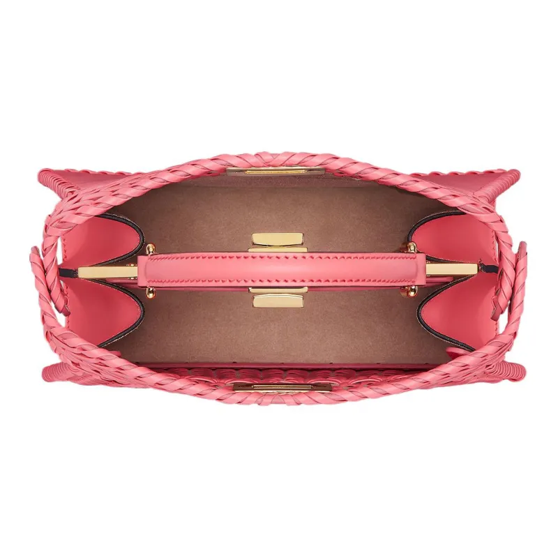 FENDI Peekaboo ISeeU Leather Shoulder Bag Crossbody Bag Handbag Small Size Women's Pink-3
