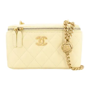 CHANEL Sheepskin Shoulder Bag Crossbody Bag Medium Size Women's Yellow