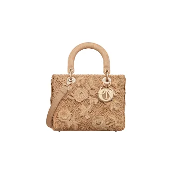 DIOR Lady D-Lite Raffia Dior Bag Shoulder Bag Crossbody Bag Handbag Medium Size Women's Light Brown