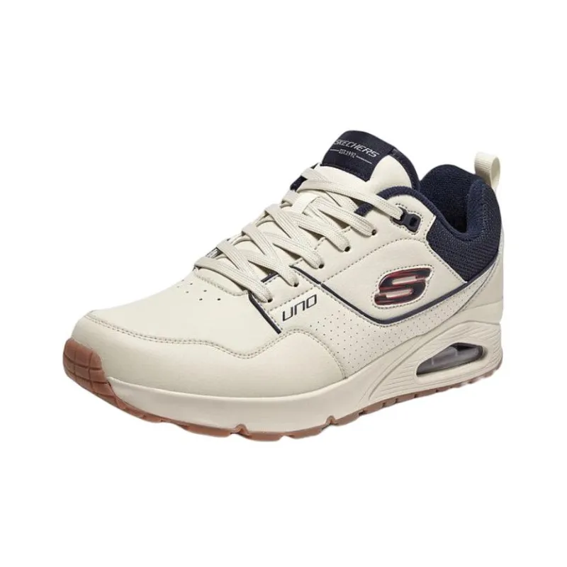 Skechers Uno Cushioned Slip Resistant Low Top Casual Shoes Men's Beige Black-1