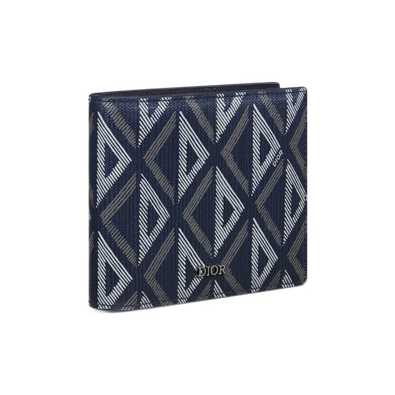 DIOR Canvas With Leather Wallet Men's Marine Blue-1