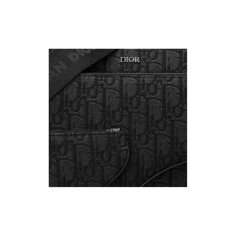 DIOR Oblique Jacquard Fabric Crossbody Bag, Shoulder Bag Men's Black-5