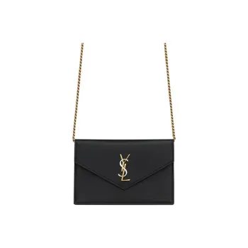 SAINT LAURENT Smooth Leather Envelope Bag, Wallet, Crossbody Bag, Shoulder Bag Women's Black