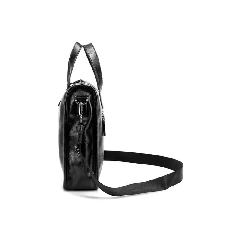 NOMK PU Handbag Shoulder Bag Crossbody Bag Laptop Bags Briefcases Regular Men's Black-3