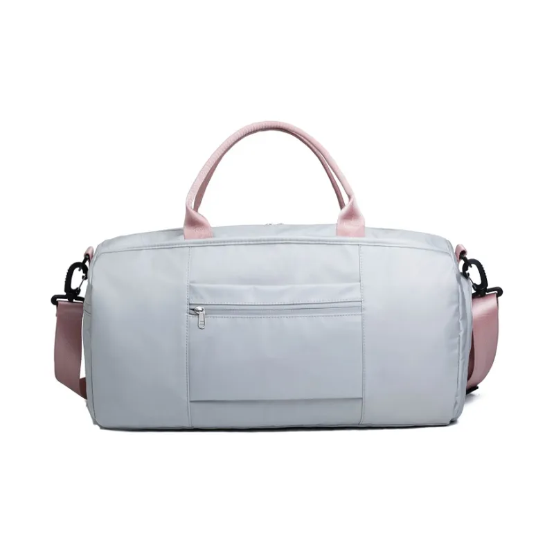 LOVERPUSS Nylon Travel Bag Training Bag Handbag Crossbody Bag Gym Bag Unisex Gray Pink/Black-3