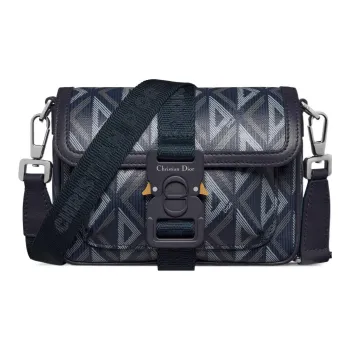 DIOR Hit The Road Canvas With Smooth Cow Leather Clutch, Shoulder Bag, Crossbody Bag Mini Men's Marine Blue
