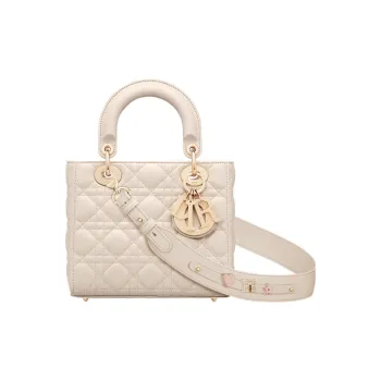 DIOR Lady DiorMy ABCDior Sheepskin Lady Dior Bag, Crossbody, One Shoulder, Handbag Small Size Women's Ivory Gray
