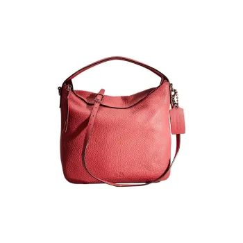 COACH Hobo Pebbled Leather Crescent Bag Portable Crossbody Bag Shoulder Bag Large Size Women's Litchi Red