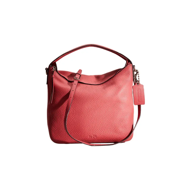 COACH Hobo Pebbled Leather Crescent Bag Portable Crossbody Bag Shoulder Bag Large Size Women's Litchi Red-0