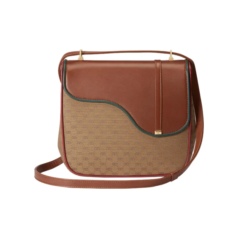 GUCCI Canvas With Leather Canvas Bag, Saddle Bag, Crossbody Bag, Shoulder Bag Women's-2