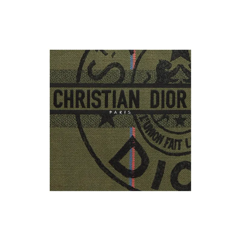 DIOR BookTote Canvas Canvas Bag Tote Bag Shopping Bag Handbag Large Size Women's Khaki Green-4