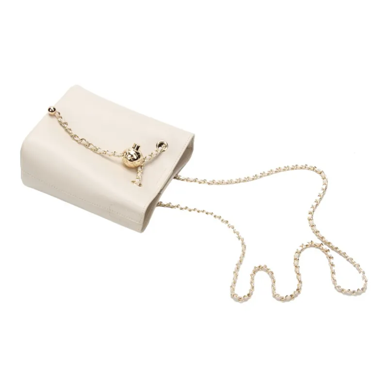 YOCAMU Genuine Cow Leather Bucket Bag Chain Bag Handbag Shoulder Bag Crossbody Bag Small Size Women's White/Green/Black-2