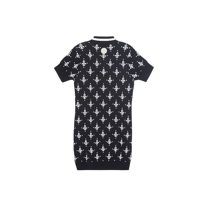 Palladium Short-Sleeved Dresses Women's Black Base With Yellow Iris Flower All Over Print-1