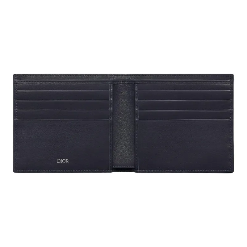 DIOR Canvas With Smooth Calfskin Card Holder Wallet Men's Marine Blue-3