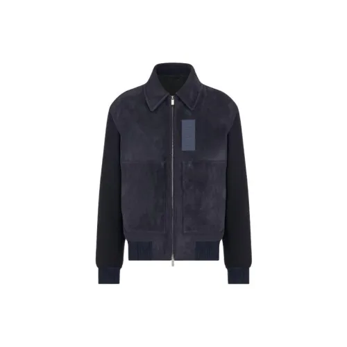 DIOR Leather Jackets Men Coal Gray