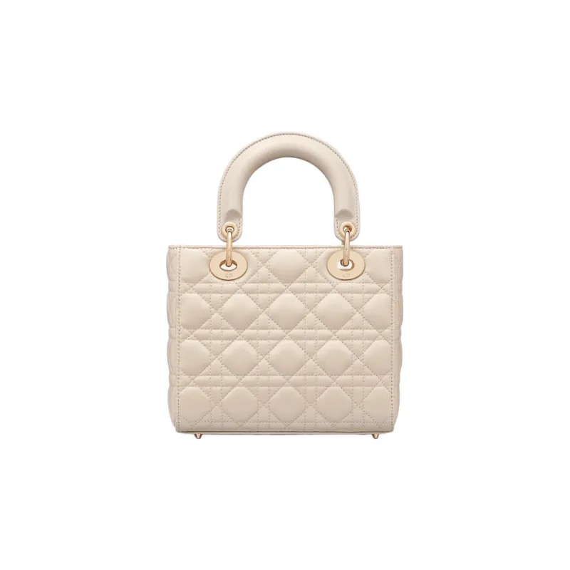 DIOR Lady DiorMy ABCDior Sheepskin Lady Dior Bag, Crossbody, One Shoulder, Handbag Small Size Women's Ivory Gray-1