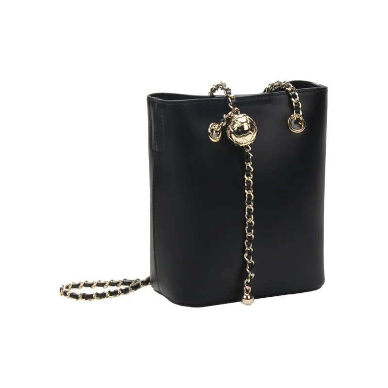 YOCAMU Genuine Cow Leather Bucket Bag Chain Bag Handbag Shoulder Bag Crossbody Bag Small Size Women's White/Green/Black-11