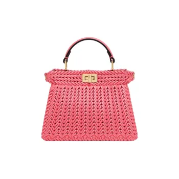 FENDI Peekaboo ISeeU Leather Shoulder Bag Crossbody Bag Handbag Extra Small Women's Pink
