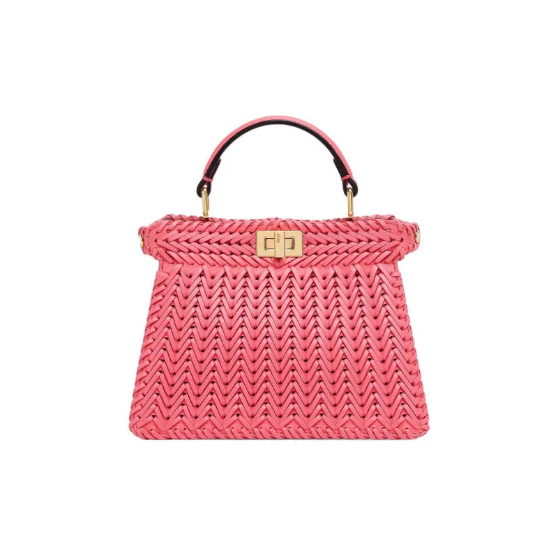 FENDI Peekaboo ISeeU Leather Shoulder Bag Crossbody Bag Handbag Extra Small Women's Pink-0