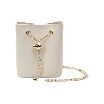 YOCAMU Genuine Cow Leather Bucket Bag Chain Bag Handbag Shoulder Bag Crossbody Bag Small Size Women's White/Green/Black