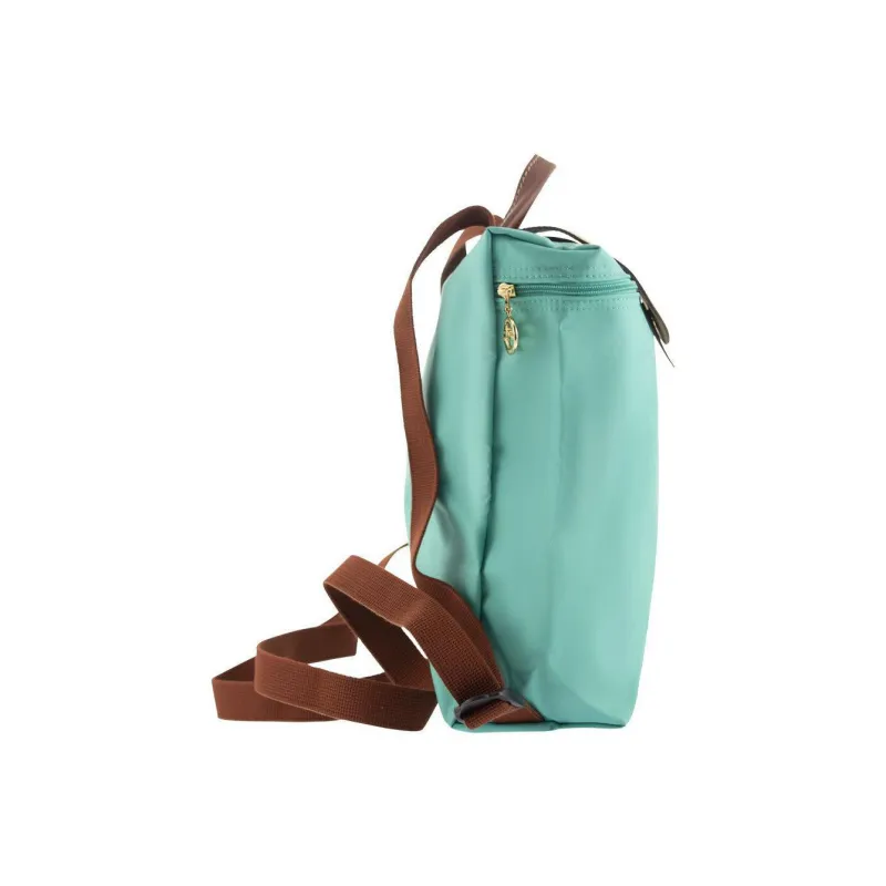 LONGCHAMP Le Pliage Recycled Canvas With Leather Trim Backpack Mini Women's Turquoise Blue-2