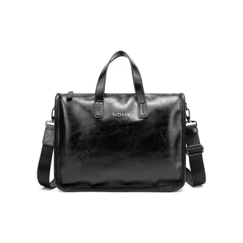 NOMK PU Handbag Shoulder Bag Crossbody Bag Laptop Bags Briefcases Regular Men's Black