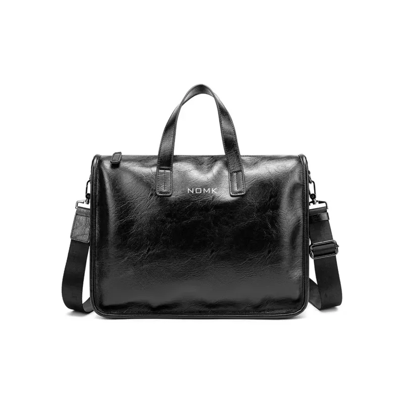 NOMK PU Handbag Shoulder Bag Crossbody Bag Laptop Bags Briefcases Regular Men's Black-0