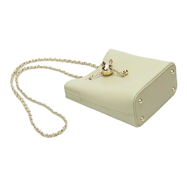 YOCAMU Genuine Cow Leather Bucket Bag Chain Bag Handbag Shoulder Bag Crossbody Bag Small Size Women's White/Green/Black-10