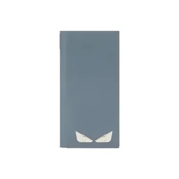 FENDI Calfskin Card Holder Wallet Men's Dark Blue