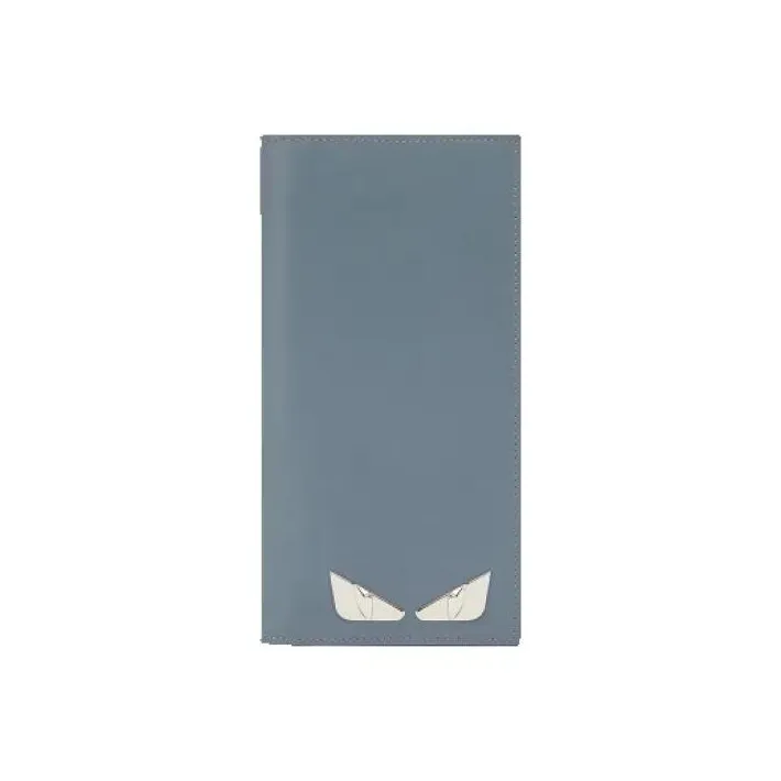 FENDI Calfskin Card Holder Wallet Men's Dark Blue-0