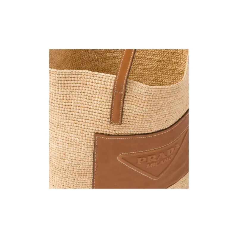 PRADA Straw And Wicker Tote Bag Shopping Bag Shoulder Bag Handbag Women's Brown-5