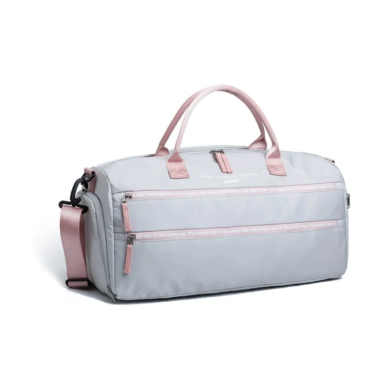 LOVERPUSS Nylon Travel Bag Training Bag Handbag Crossbody Bag Gym Bag Unisex Gray Pink/Black-2