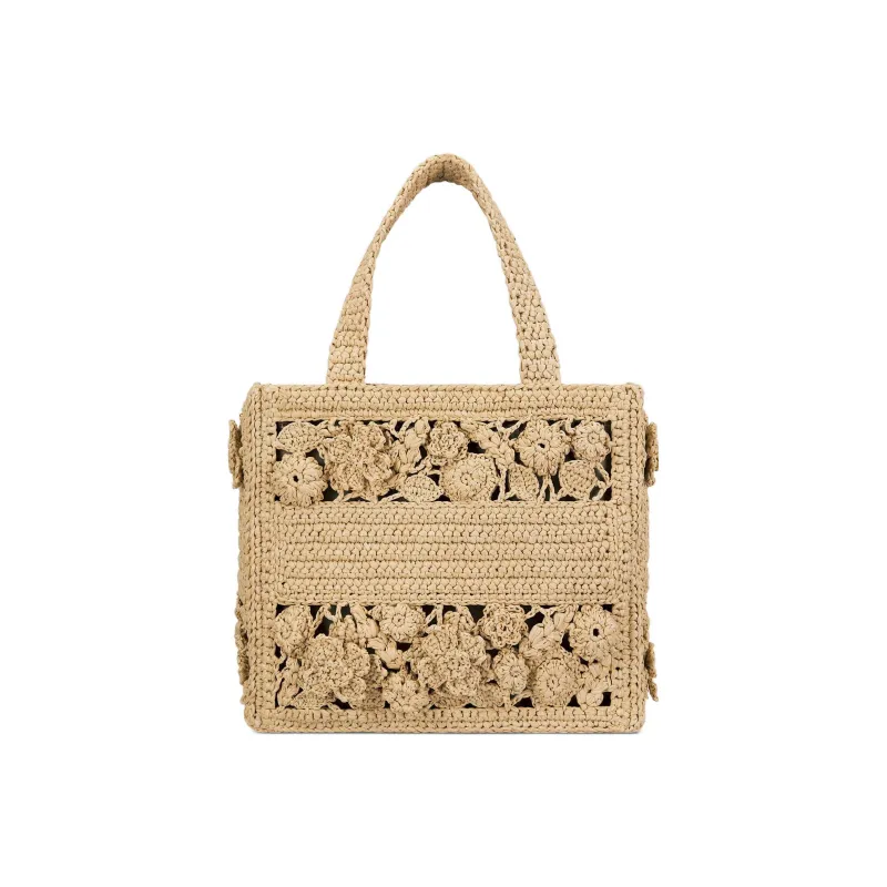 DIOR BookTote Raffia Grass Tote Bag, Shopping Bag, Handbag Trumpets Women's Natural-3