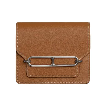 HERMES Roulis Evercolor Calfskin Pig Nose Bag Clutch Wallet Fanny Pack Women's Gold/Lime