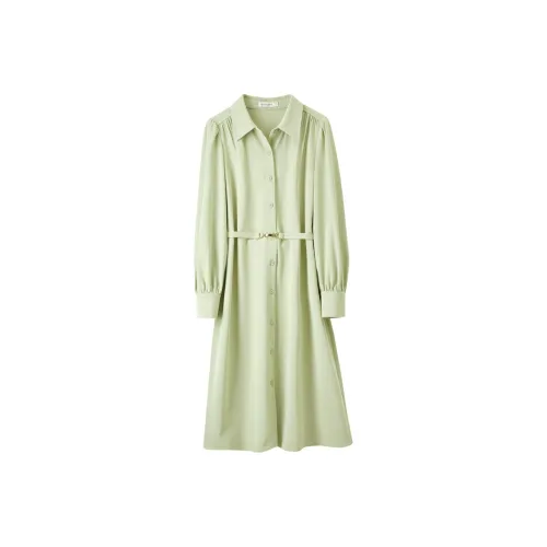 SENTUBILA Long-Sleeved Dresses Women's Light Green