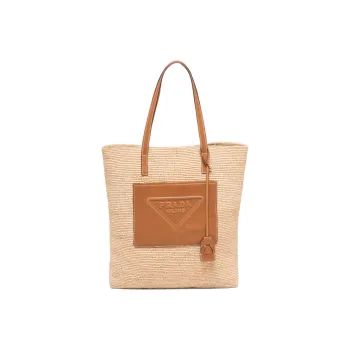PRADA Straw And Wicker Tote Bag Shopping Bag Shoulder Bag Handbag Women's Brown