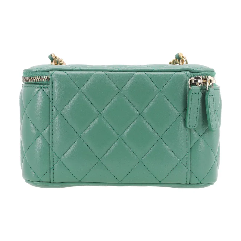 CHANEL Sheepskin Box Bag, Shoulder Bag, Crossbody Bag, Includes Mirror Women's Grass Green-3