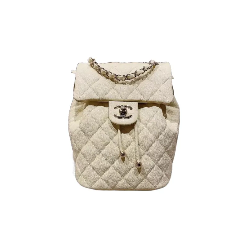 CHANEL Caviar Cow Leather Backpack Unisex Light Yellow-0