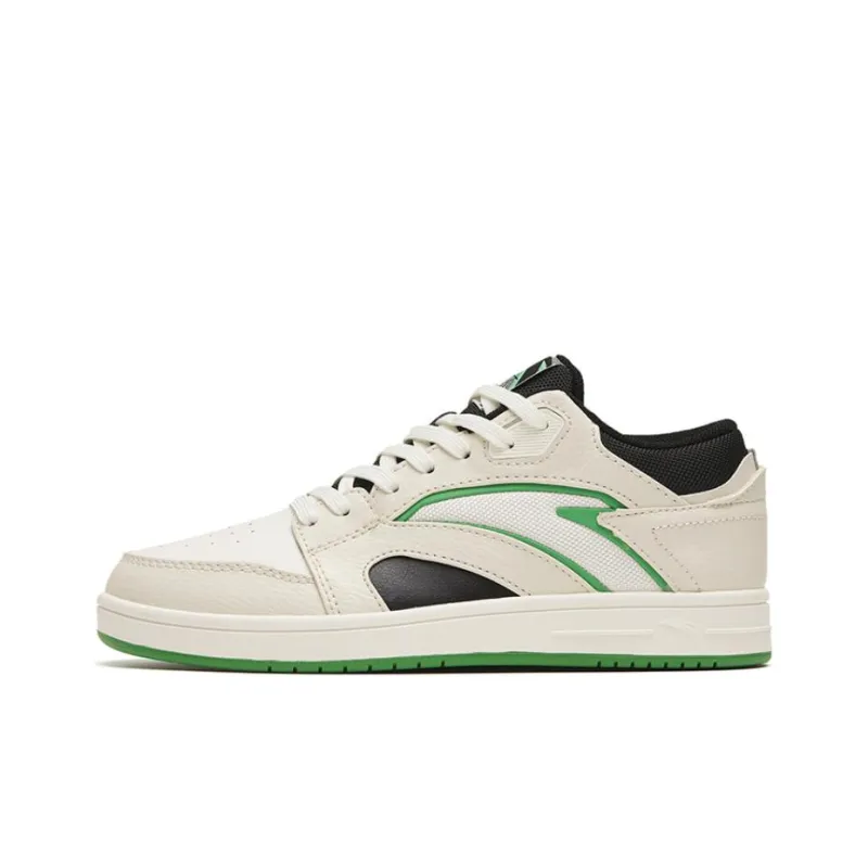 Anta Classic Collection Anti Slip Wear Resistant Low Top Skateboard Shoes Women's White Green-0
