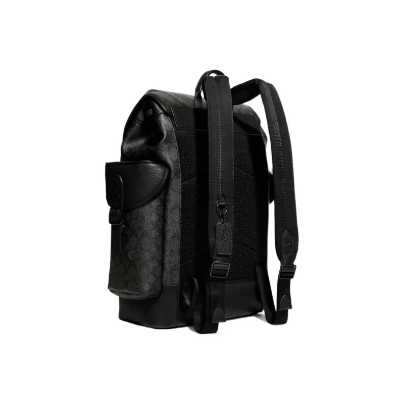 COACH Hitch Coated Canvas Backpack Tubas Men's Black Gray-1