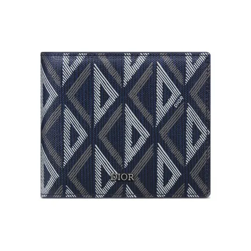 DIOR Canvas With Leather Wallet Men's Marine Blue
