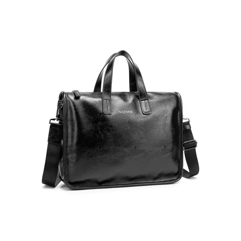 NOMK PU Handbag Shoulder Bag Crossbody Bag Laptop Bags Briefcases Regular Men's Black-1