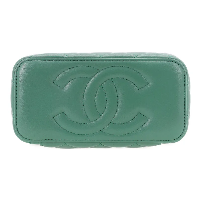 CHANEL Sheepskin Box Bag, Shoulder Bag, Crossbody Bag, Includes Mirror Women's Grass Green-4