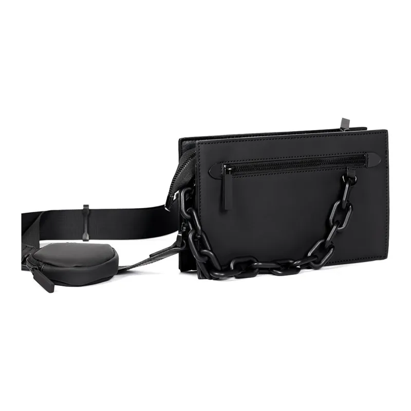 NOMK PU Workwear Bag, Box Bag, Shoulder Bag, Crossbody Bag Small Size Unisex Black-3