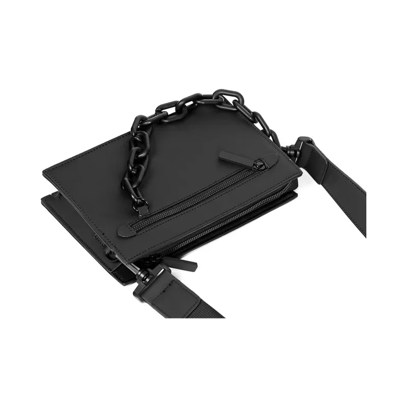 NOMK PU Workwear Bag, Box Bag, Shoulder Bag, Crossbody Bag Small Size Unisex Black-2