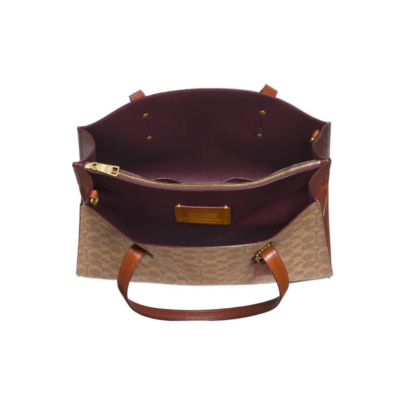 COACH Charlie Leather Portable Crossbody Bag Shoulder Bag Large Size Women's Brown Red Rusty-2