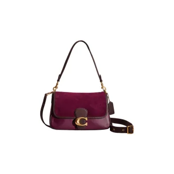 COACH Soft Tabby Smooth Leather Suede Bonded Wine God Bag Portable Crossbody Bag Shoulder Bag Women's Berry